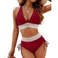 🔥Sconto del 55%! 🩱 Bikini a vita alta con effetto contenitivo e patchwork colorato – 6 colori, regolabile e ultra seducente 💕