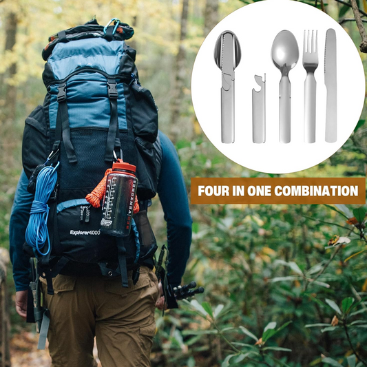 Set di posate portatile 4 in 1 in acciaio inox